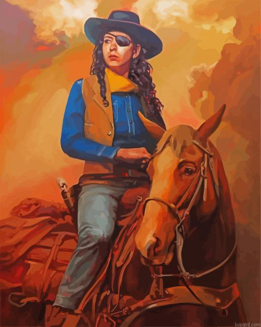 Western Lady On A Horse Paint By Numbers.png
