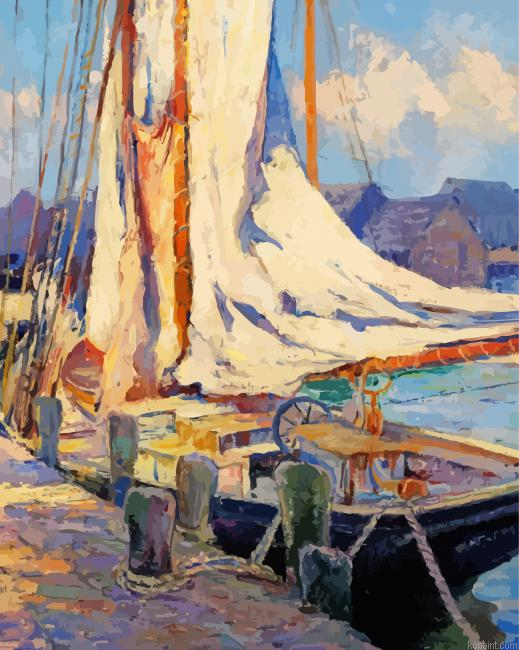 Wharf Scene By Bertha E Perrie Painting By Numberss.png