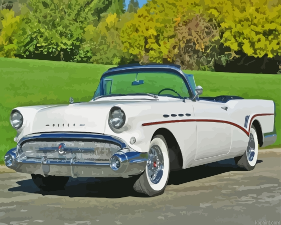 White 1957 Buick Car Painting By Numberss.png
