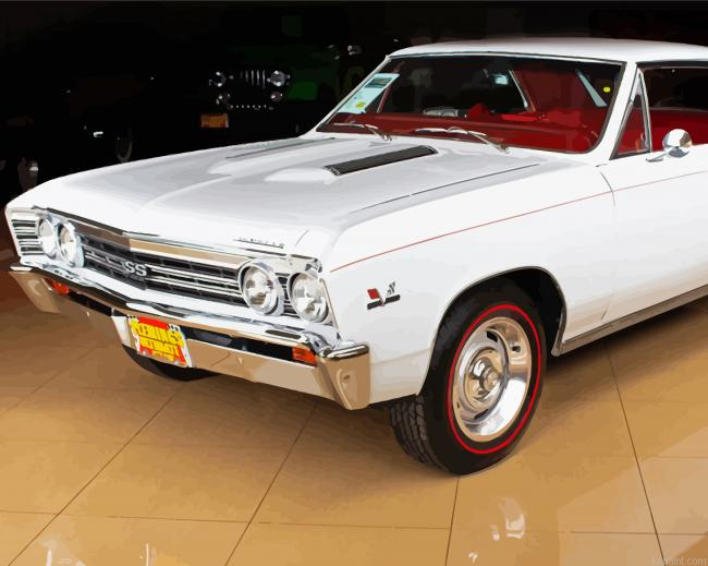 White 67 Chevelle Car Painting By Numberss.png