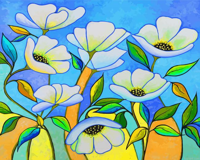 White Anemone Flowers Painting By Numberss.png