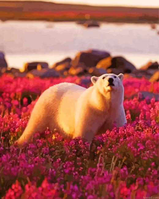 White Bear Flower Field Painting By Numberss.png