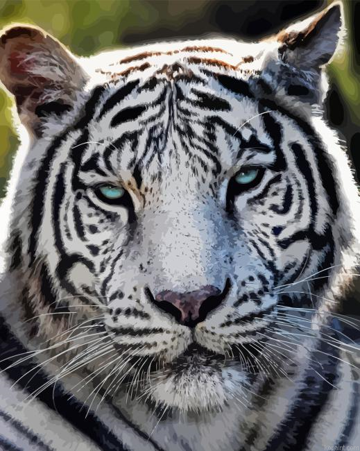 White Bengal Tiger With Blue Eyes Painting By Numberss.png