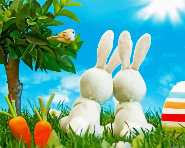 White Bunnies Couple Painting By Numberss.png