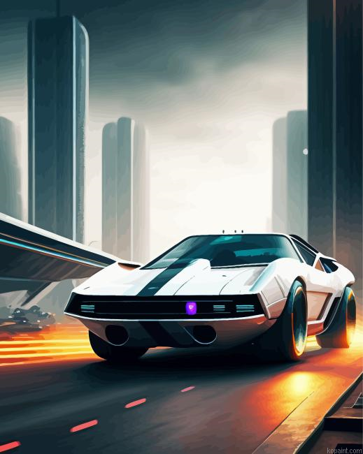 White Car Painting By Numberss.png