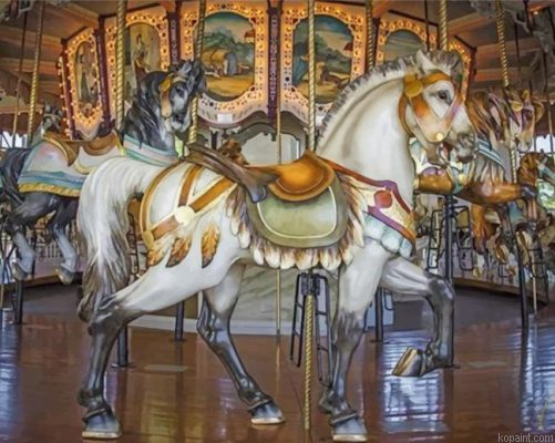 White Carousel Paint By Numbers