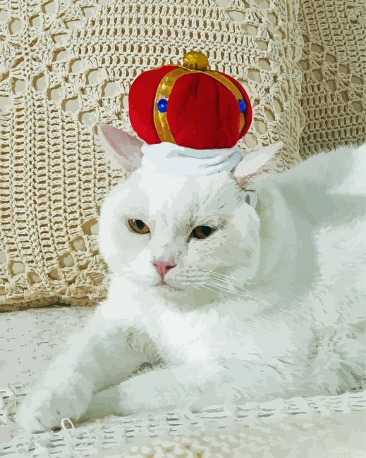 White Cat With Hat Painting By Numberss.png