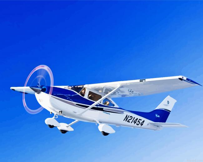 White Cessna 182 Airplane Painting By Numberss.png