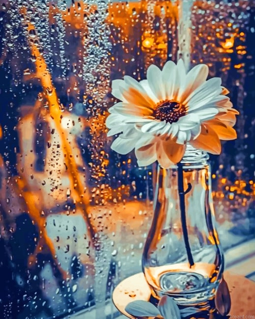 White Flower In A Glass Aesthetic Painting By Numberss.png