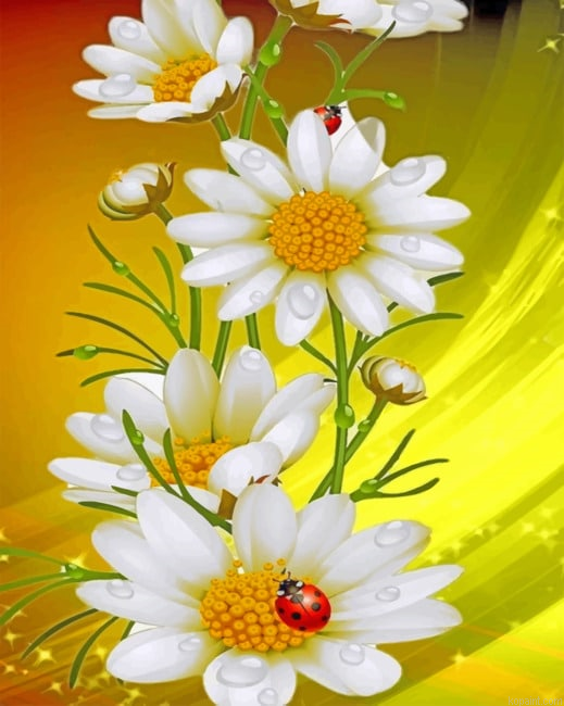White Flowers Plants Painting By Numberss.png