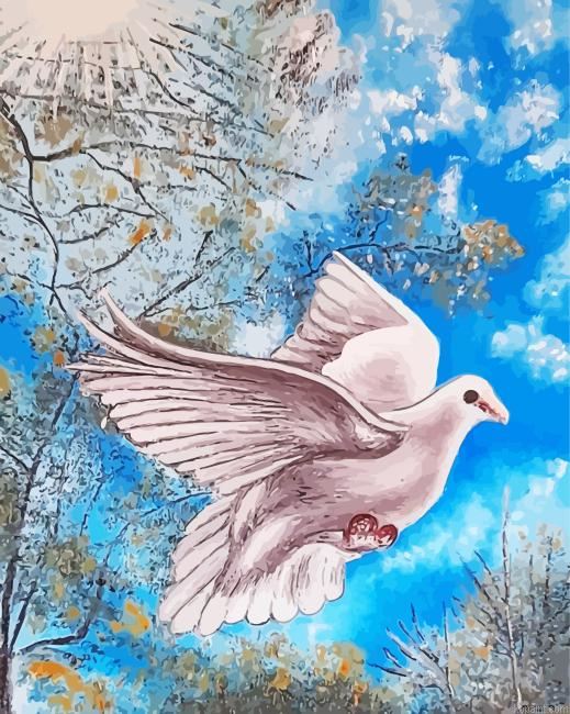 White Flying Pigeon Paint By Numbers