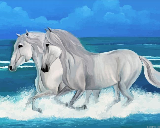 White Horses On The Beach Painting By Numberss.png