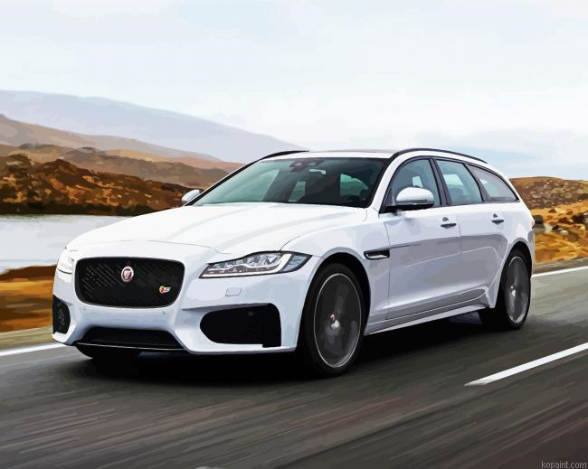 White Jaguar Car Painting By Numberss.png