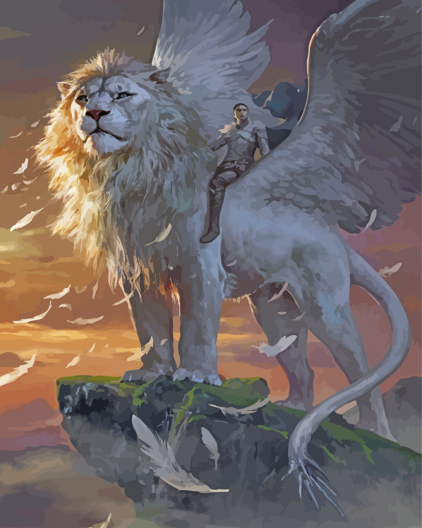 White Lion With Griffin Wings Painting By Numberss.png