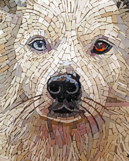 White Mosaic Dog Painting By Numberss.png