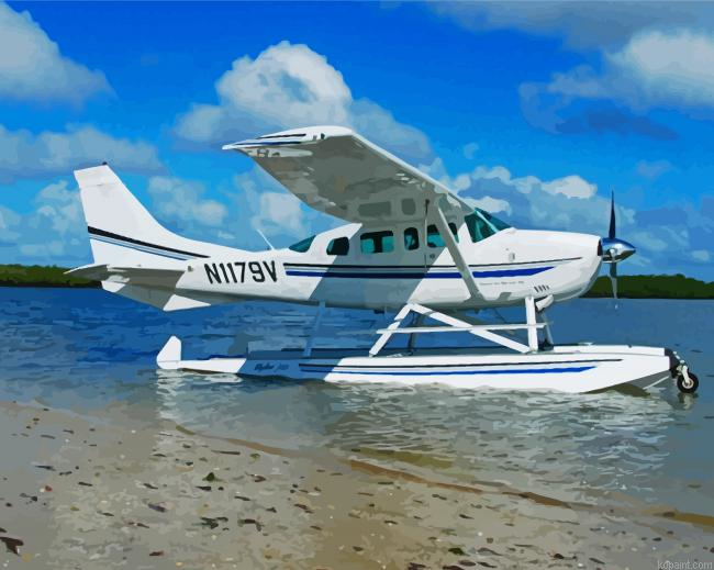 White Seaplane Landing Area Paint By Numbers