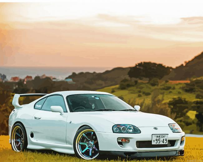 White Supra Car Painting By Numberss.png