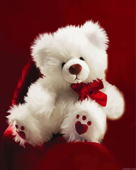 White Teddy Bear Paint By Numbers