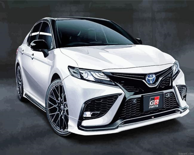 White Toyota Avalon Car Painting By Numberss.png