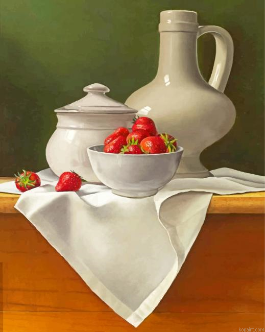 White Utensils And Strawberries Painting By Numberss.png