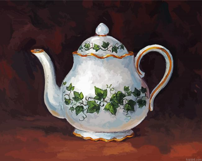 White Vintage Teapot Paint By Numbers.png