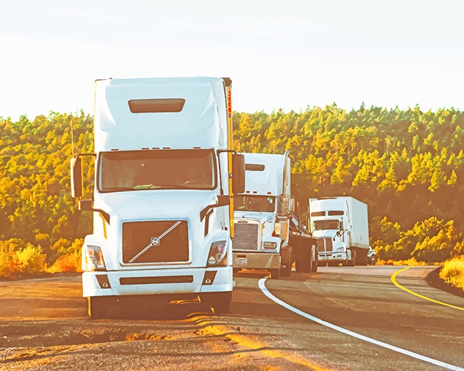 White Volvo Truck Paint By Numbers
