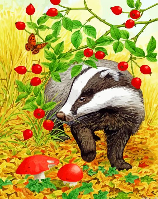 Wild Badger Animal Painting By Numberss.png