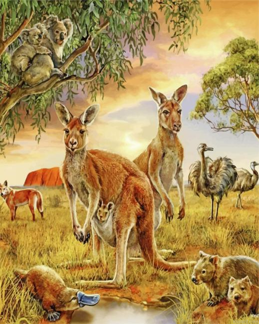 Wild Kangaroos And Animals Painting By Numberss.png