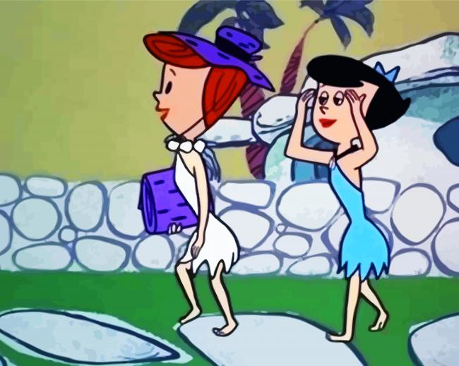 Wilma And Betty Cartoon Painting By Numberss.png