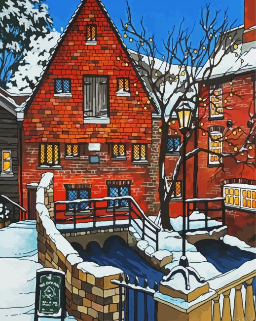 Winchester City In Snow Painting By Numberss.png