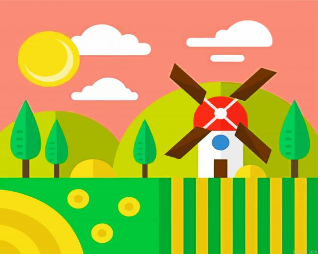 Windmill Illustration Painting By Numberss.png