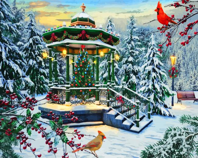 Winter Christmas Gazebo Painting By Numberss.png
