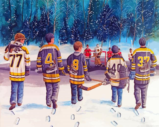 Winter Hockey Match Painting By Numberss.png