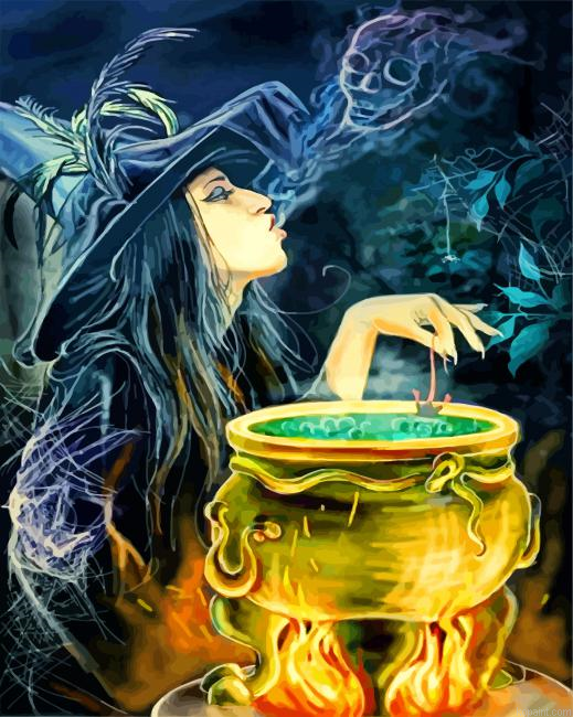 Witch Doing Black Magic Painting By Numberss.png