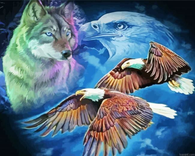 Wolf And Eagles Painting By Numberss.png