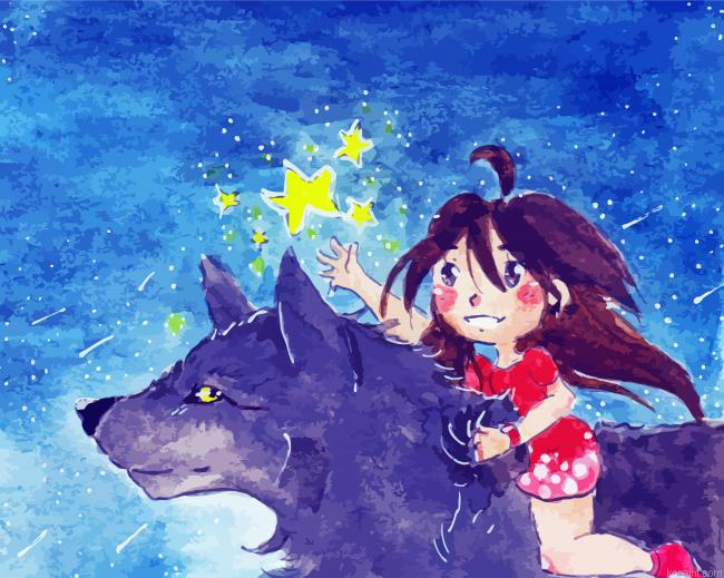 Wolf And Little Girl Painting By Numberss.png