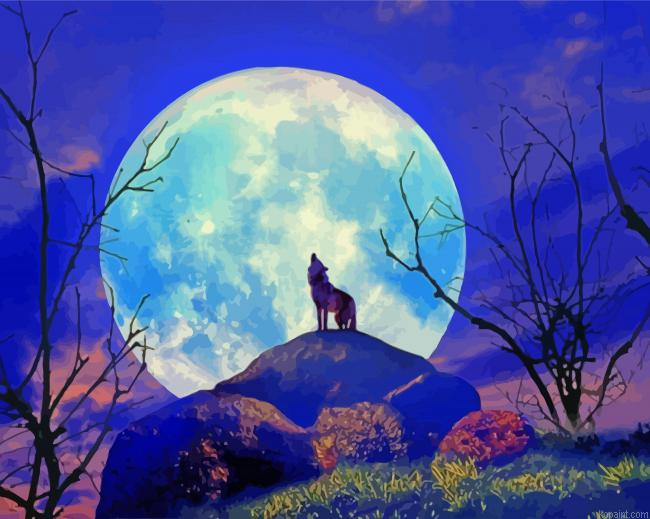 Wolf By Moonlight Paint By Numbers