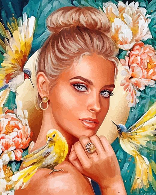 Woman And Birds Painting By Numberss.png