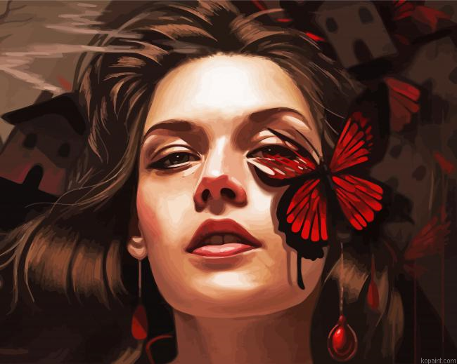 Woman And Butterfly Painting By Numberss.png