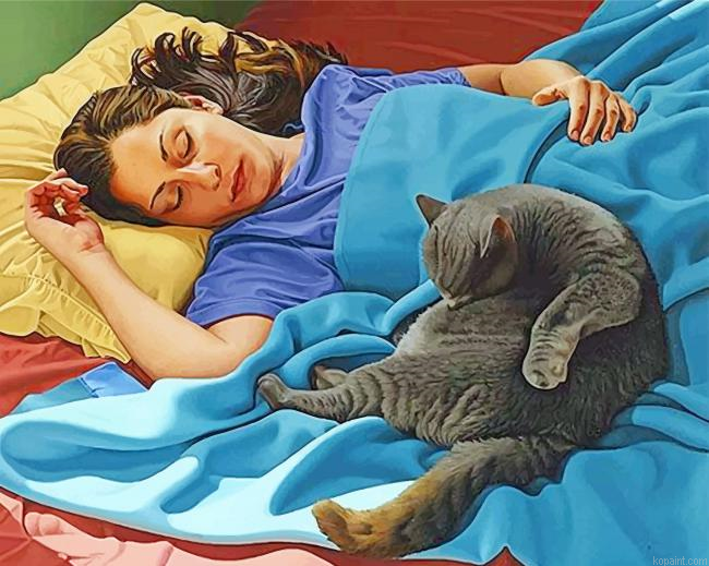 Woman And Cat Sleeping Painting By Numberss.png