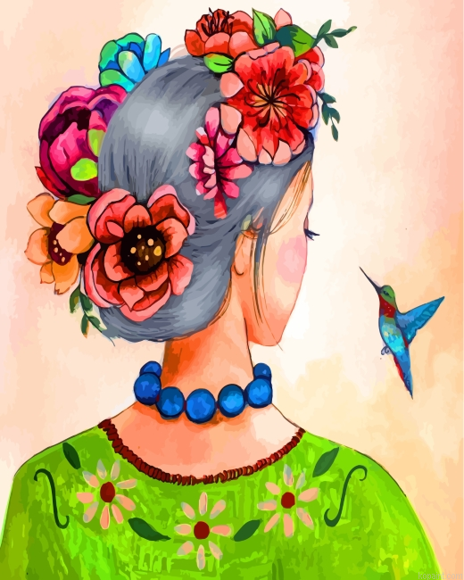 Woman And Flowers Crown Painting By Numberss.png