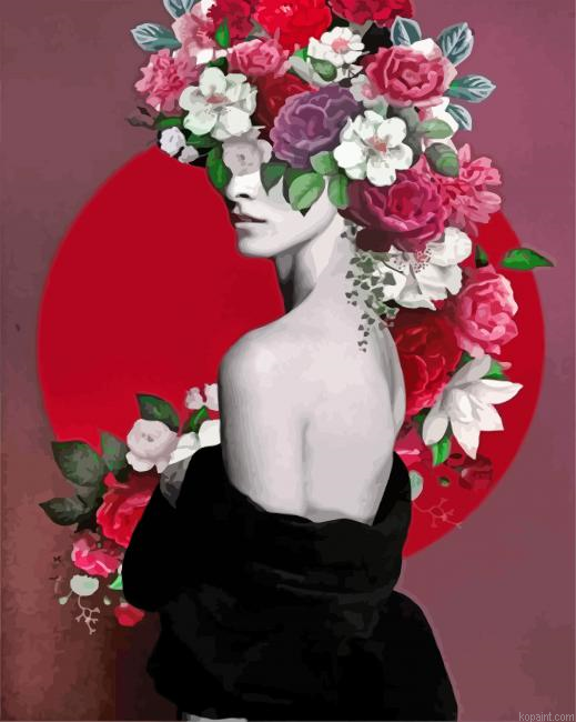 Woman And Flowers Painting By Numberss.png