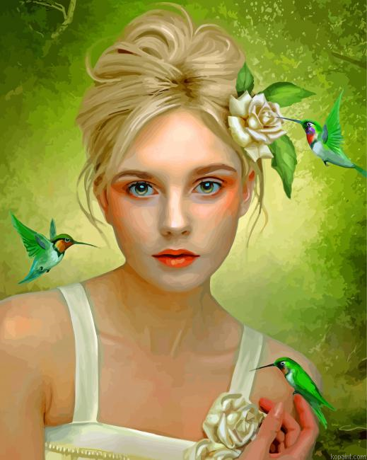 Woman And Hummingbird Painting By Numberss.png
