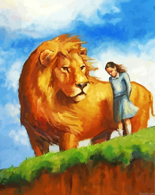 Woman And Lion Painting By Numberss.png