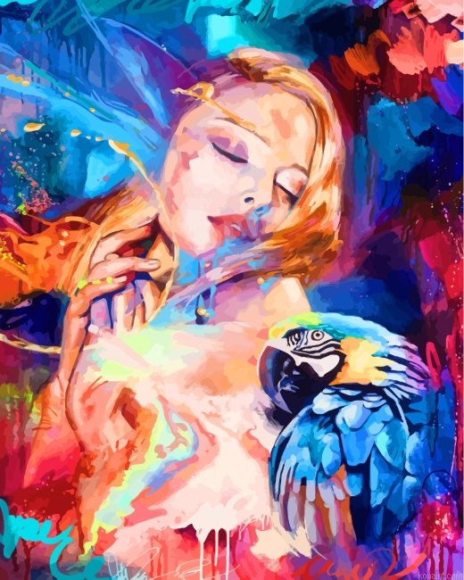Woman And Parrot Paint By Numbers