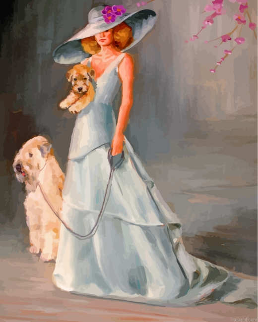 Woman And Wheaton Terrier Painting By Numberss.png