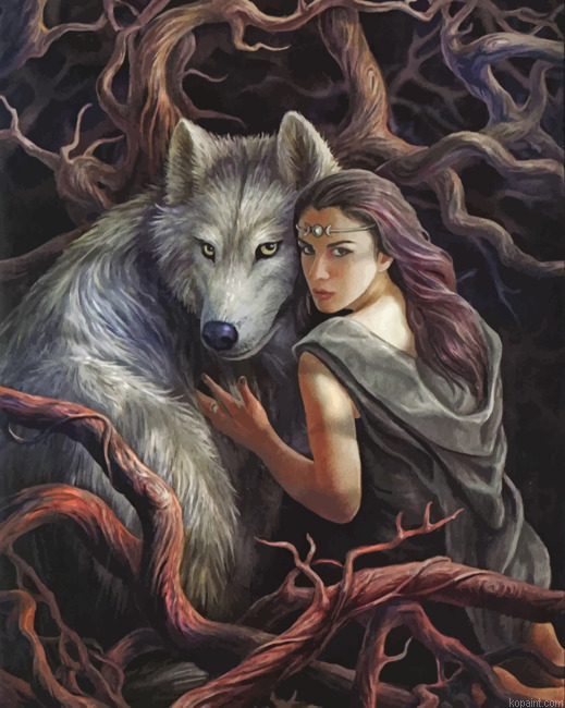 Woman And Wolf Painting By Numberss.png