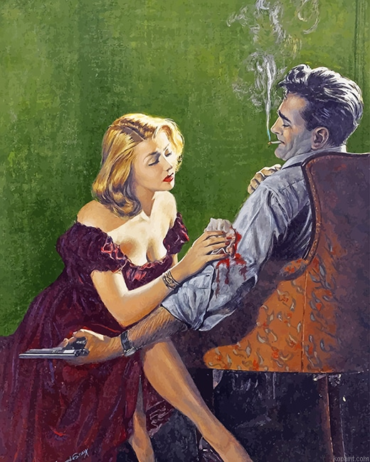 Woman Bandaging A Guys Wound Paint By Numbers