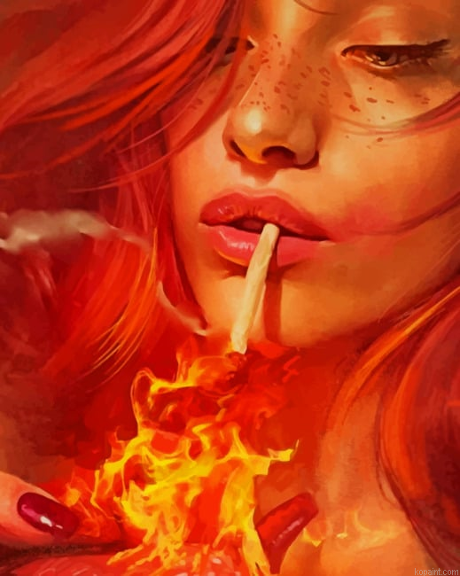 Woman Burning Her Heart New Painting By Numberss.png