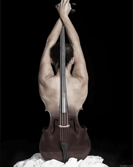 Woman Cello Back Painting By Numberss.png